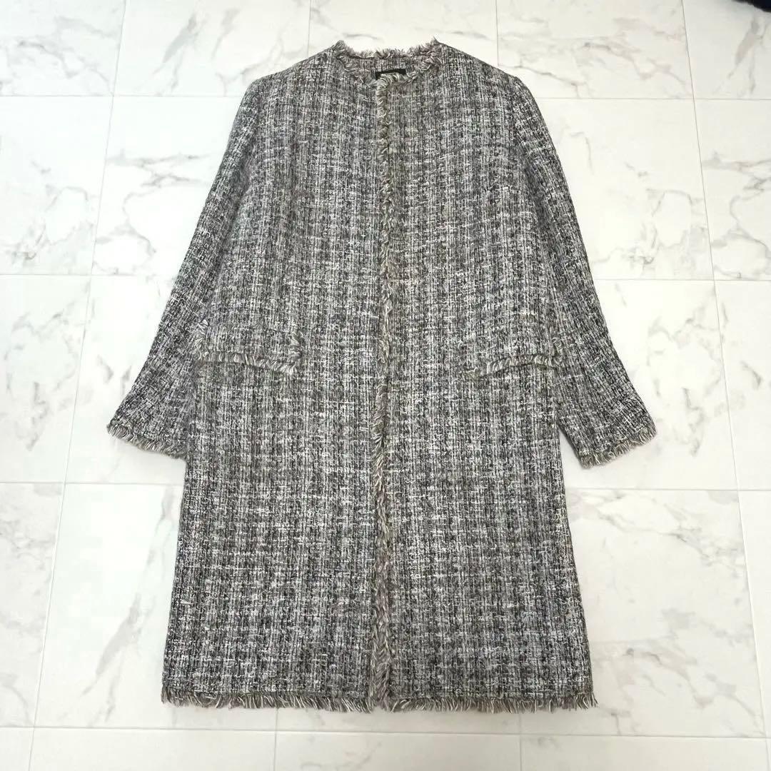 theory 2020SS 華やかミックスツイード　ノーカラーコート　P
