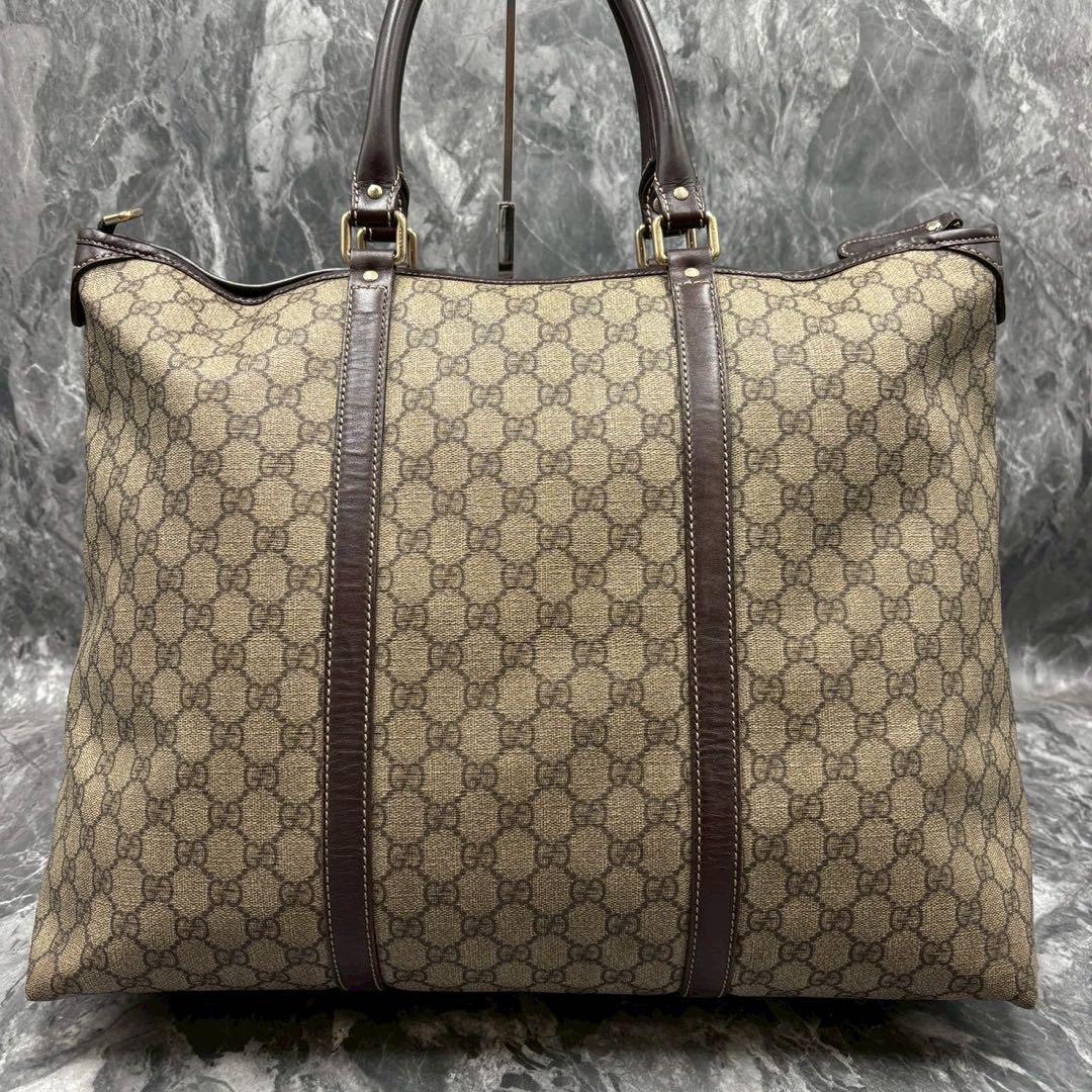 ✨美品✨GUCCI GG ボストンバッグ ベージュ ブラウン レザー 金具 ロゴ