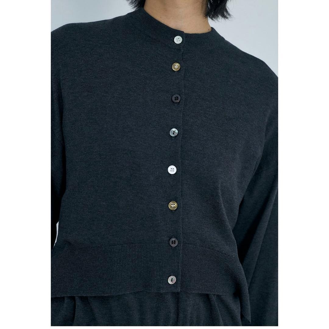 美品✨24SS エンフォルド WIDE-ARM CARDIGAN グレー シルク