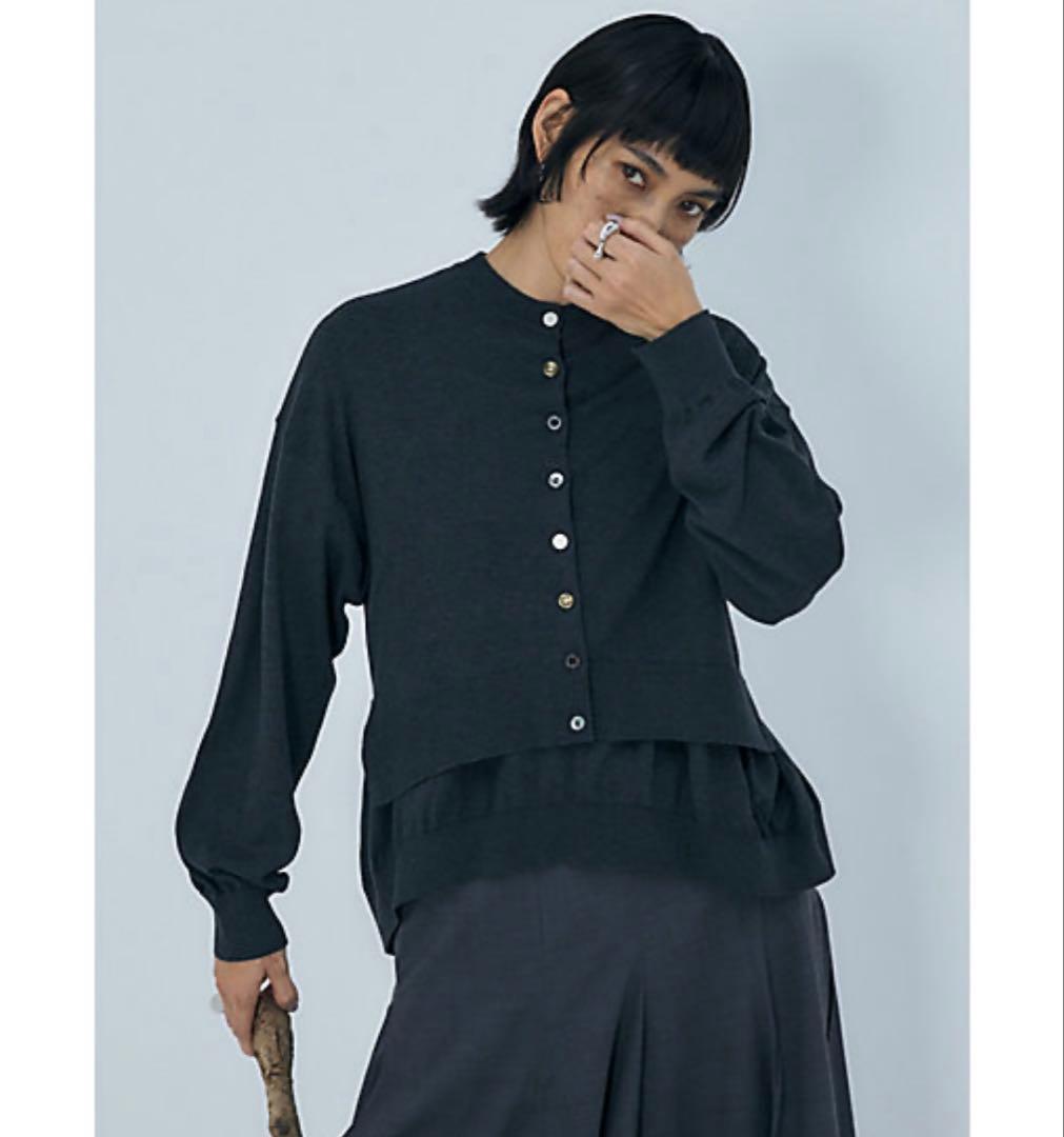 美品✨24SS エンフォルド WIDE-ARM CARDIGAN グレー シルク