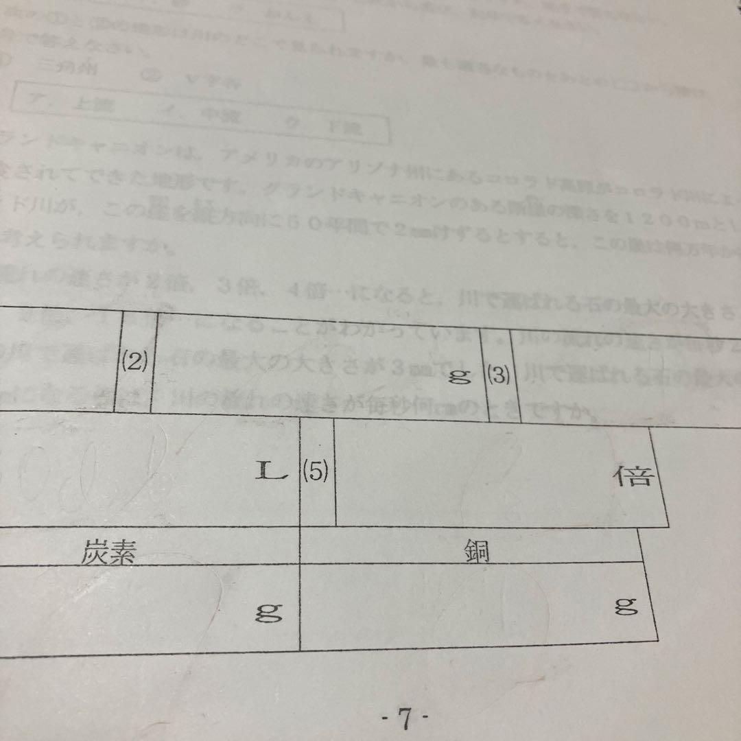 浜学園　M灘コース　小6理科　9〜12月　日曜志望校別特訓問題集　追加教材