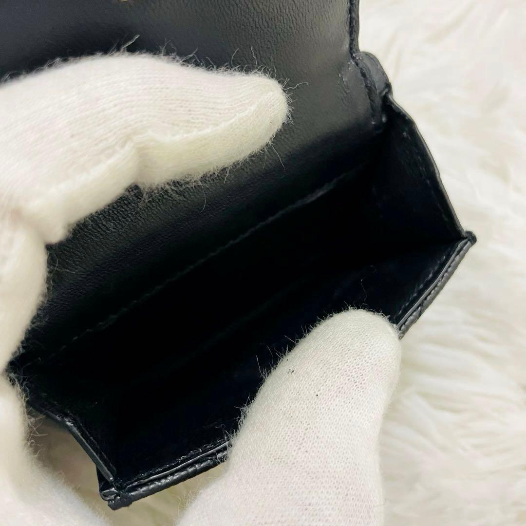 極美✨付属完備✨サンローラン 三つ折り財布 Vステッチ カサンドラ レザー 黒