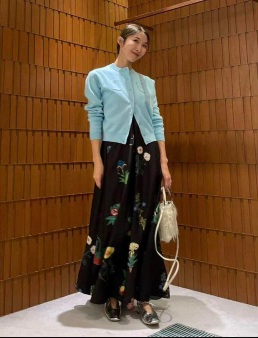 24SS caban コットンカシミヤクルー　カーディガン　ブルー　S