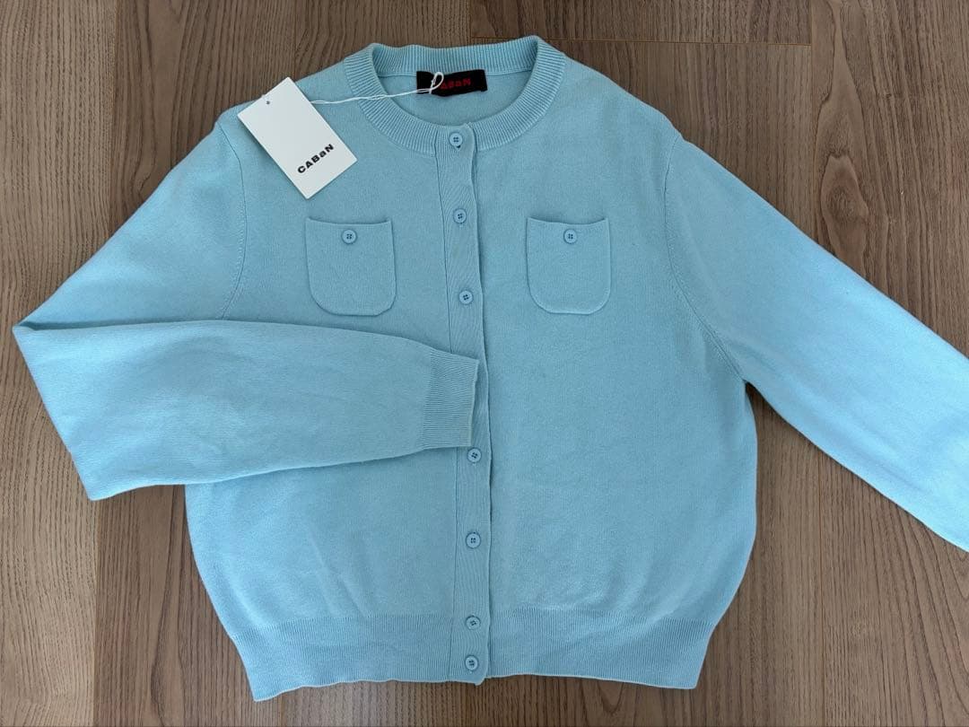24SS caban コットンカシミヤクルー　カーディガン　ブルー　S