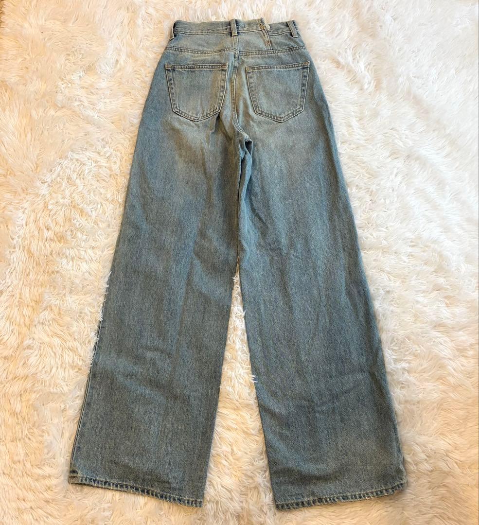 MOUSSY CROSS WAIST WIDE STRAIGHT デニムパンツ