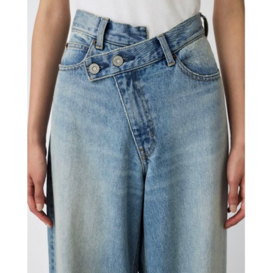 MOUSSY CROSS WAIST WIDE STRAIGHT デニムパンツ