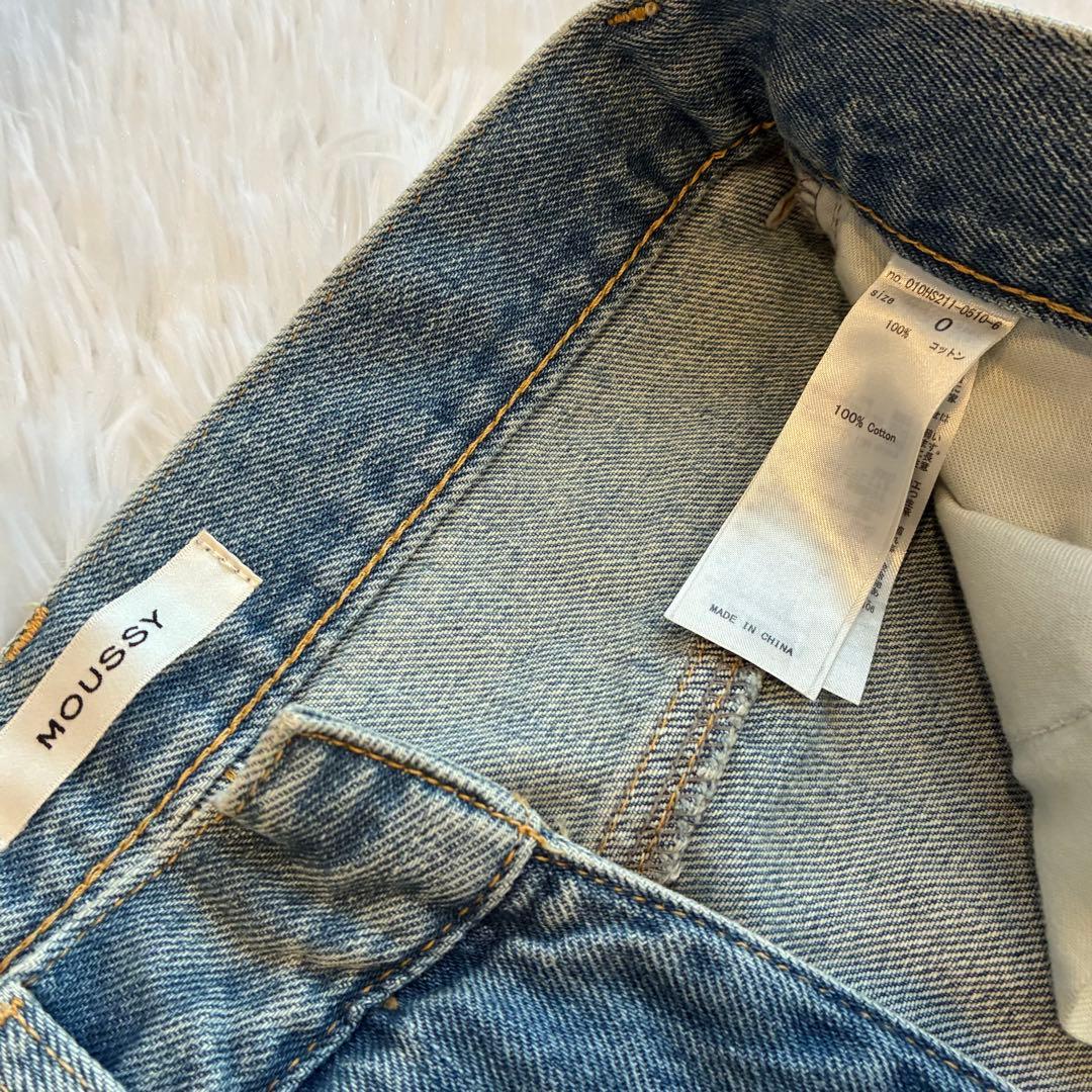 MOUSSY CROSS WAIST WIDE STRAIGHT デニムパンツ