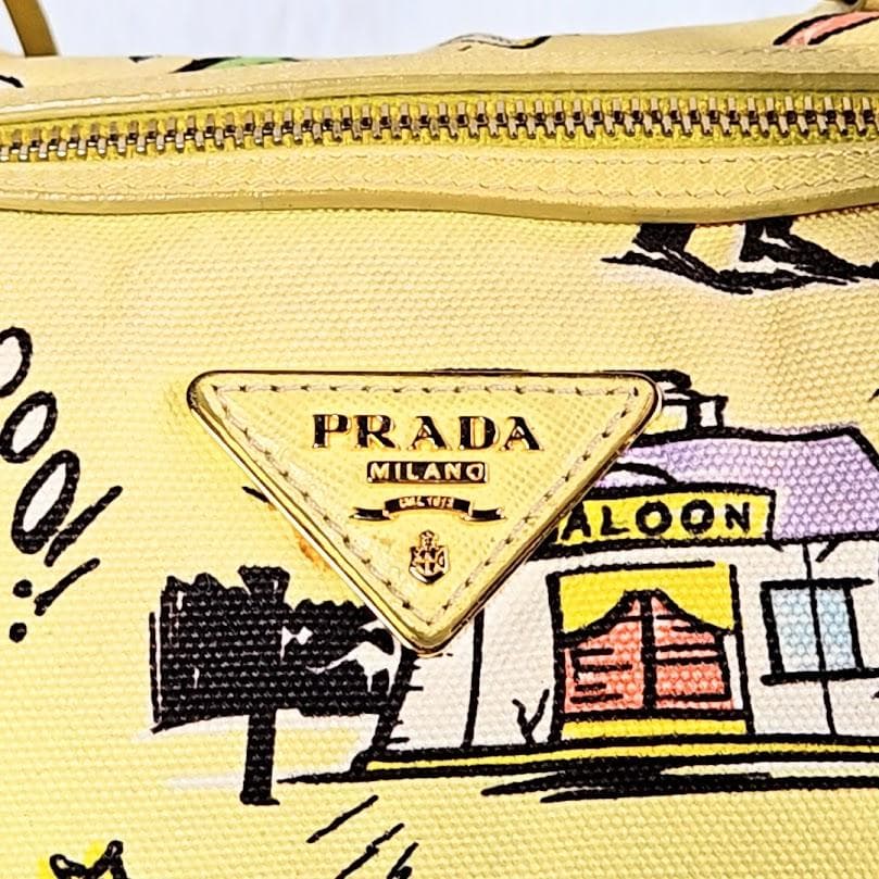 PRADAプラダ　カナパCANAPAミニボストンバッグ　ロゴプレート＆カデナ付き