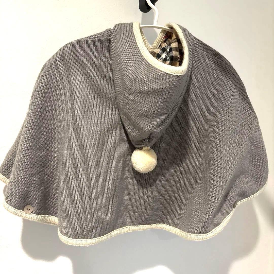 【美品】Burberry リバーシブル　ポンチョ　ケープ　ベビー　グレー