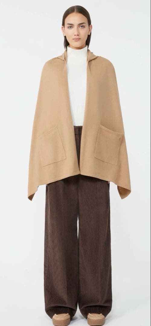 MaxMara ビュア カシミヤ フーデッド ストール　カラーアイボリー