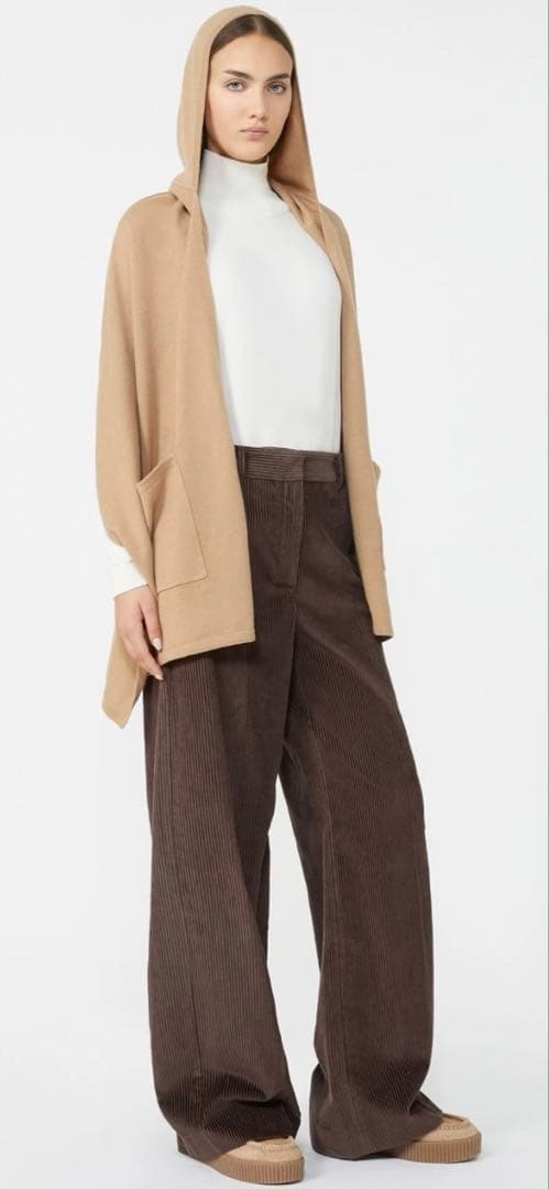MaxMara ビュア カシミヤ フーデッド ストール　カラーアイボリー