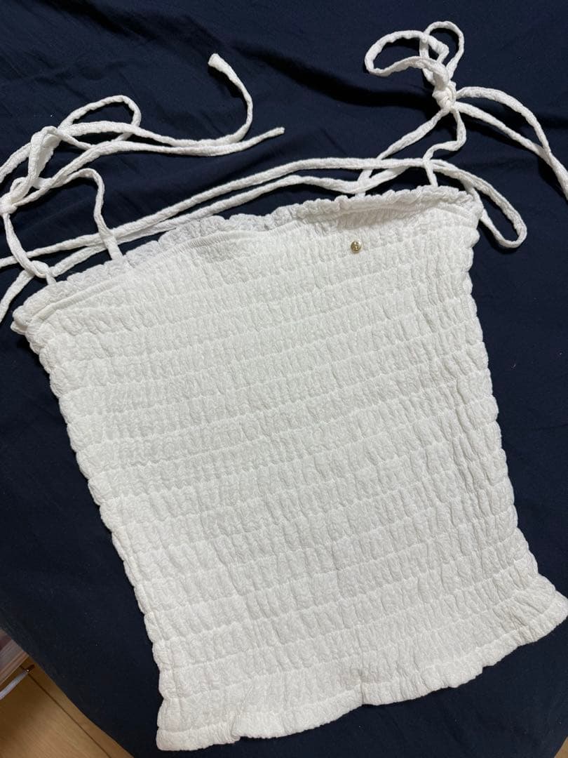 トップス Andmary Shirring ribbon camisole white