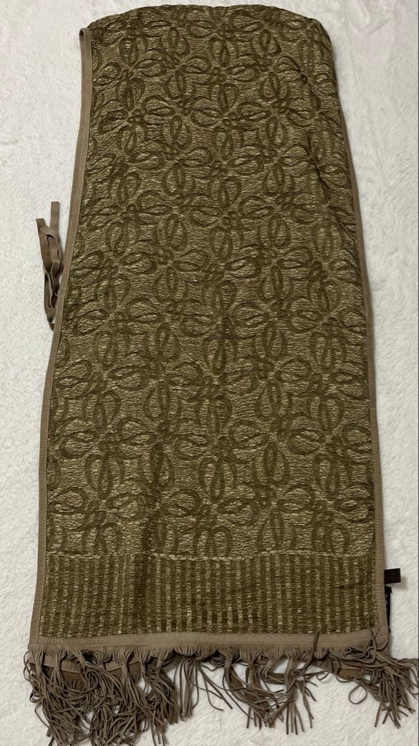 美品　アナグラム　シルク　ブラウン　フリンジ　ストール　ロエベ　イタリア製