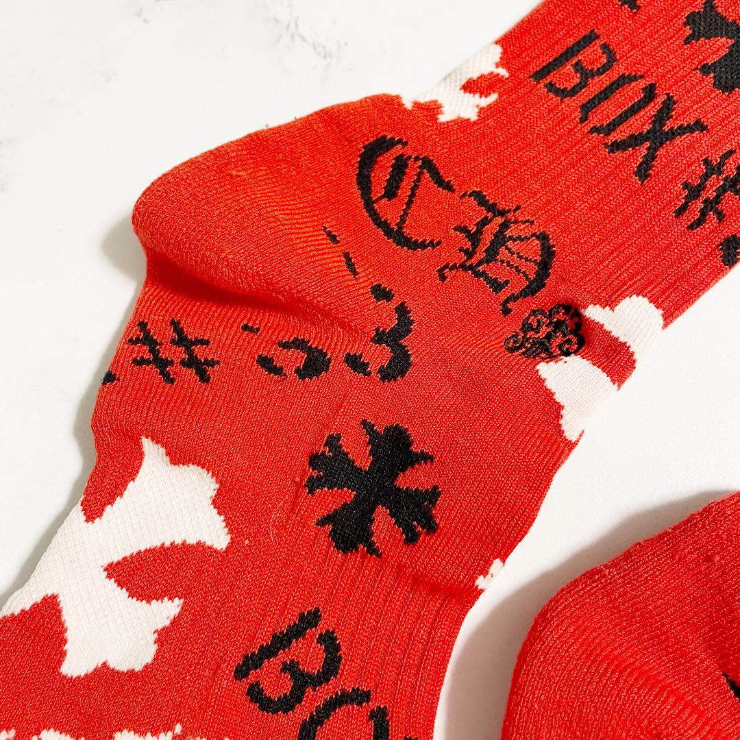 レア　CHROME HEARTS クロムハーツ ソックス　靴下　レッド　赤　刺繍