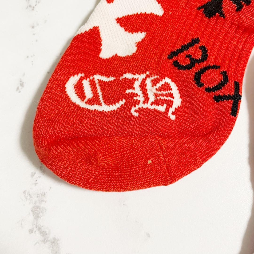 レア　CHROME HEARTS クロムハーツ ソックス　靴下　レッド　赤　刺繍
