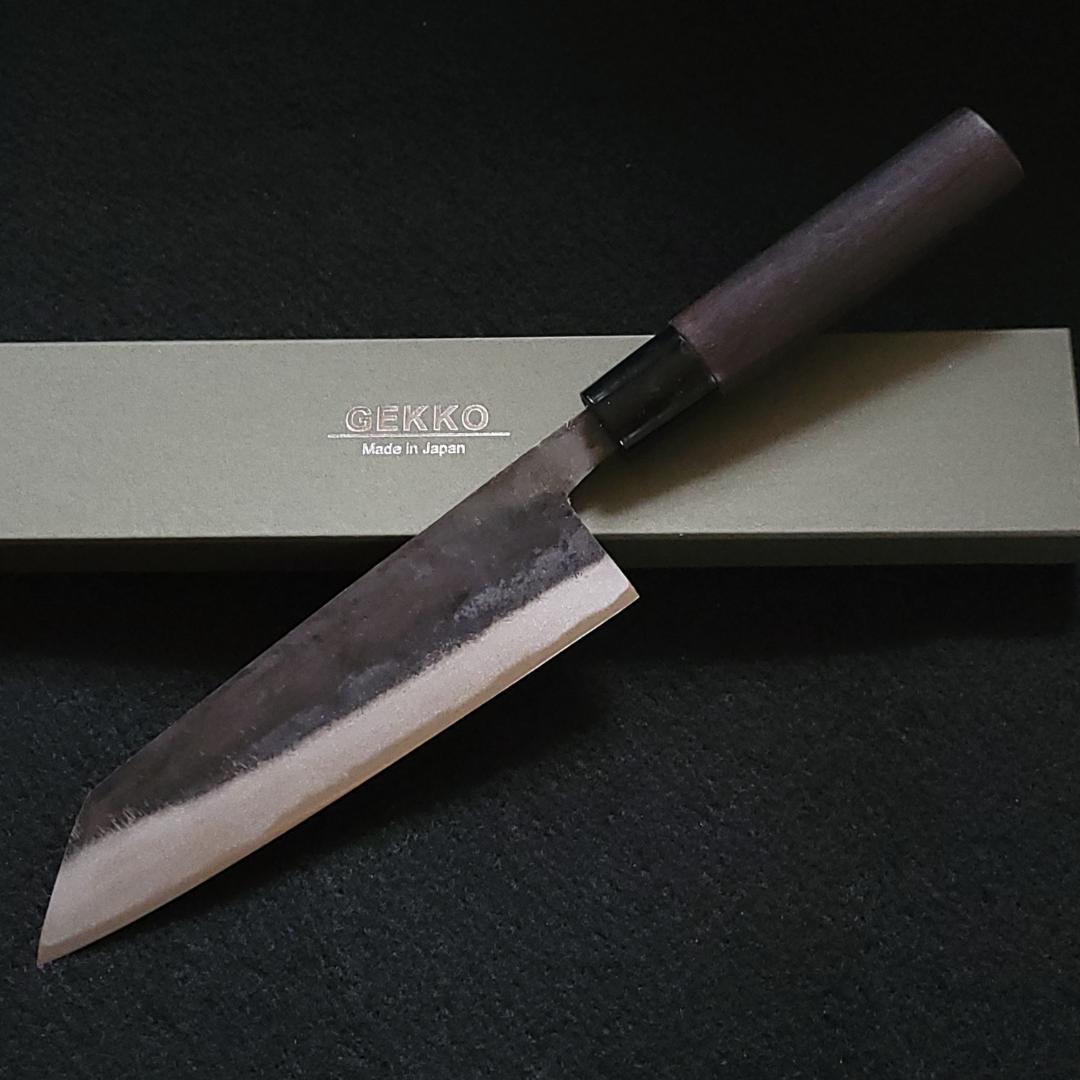 青紙２号 黒打 文化包丁 180㎜ G1402 焼柄 日本製 月光作