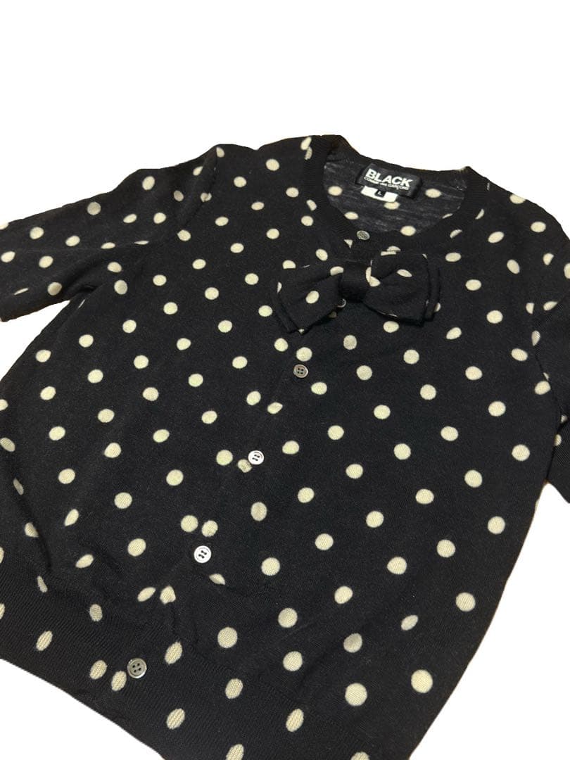 BLACK COMME des GARCONS ドット柄　リボン付きカーディガン
