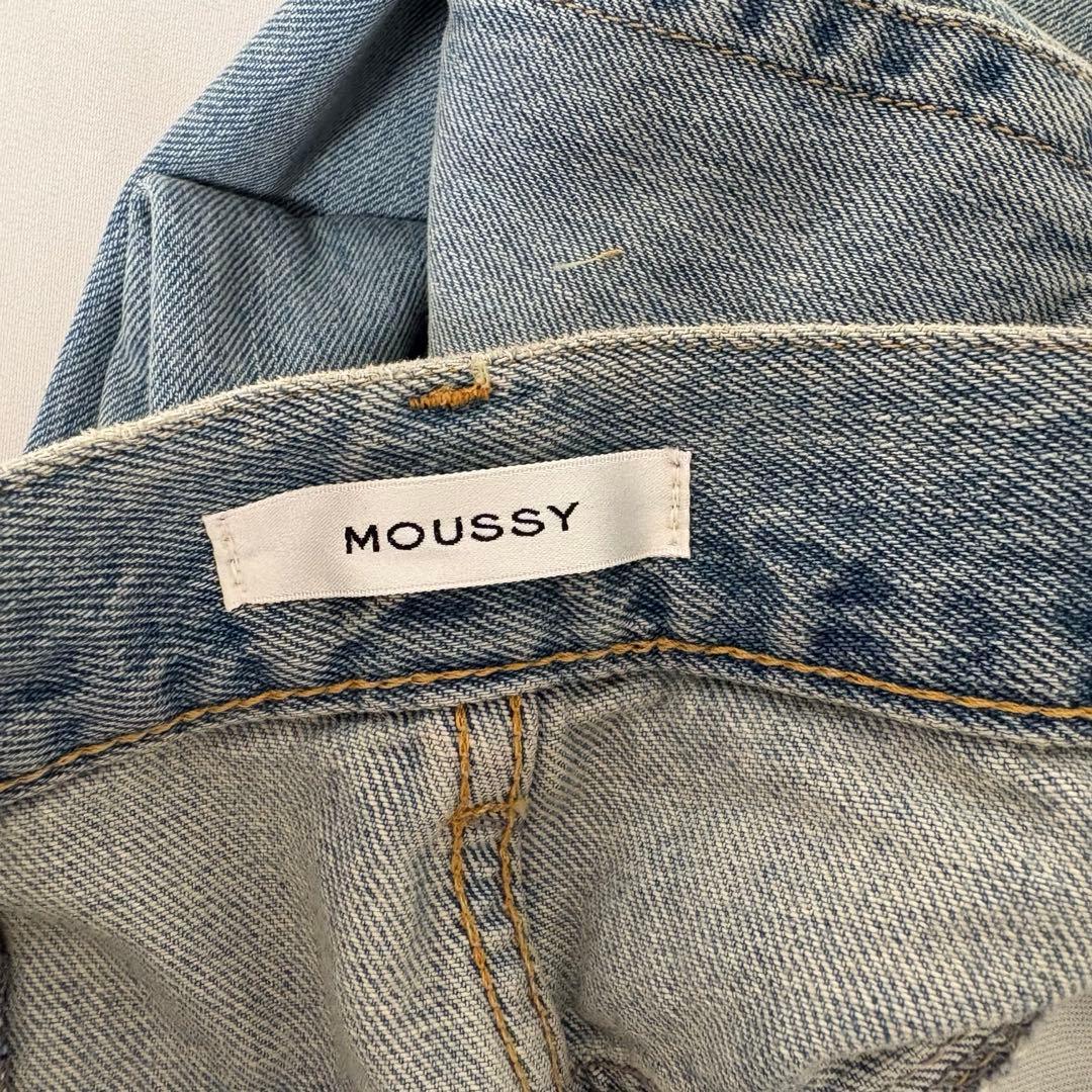 MOUSSY クロスウエストワイドストレートデニム　ライトブルー