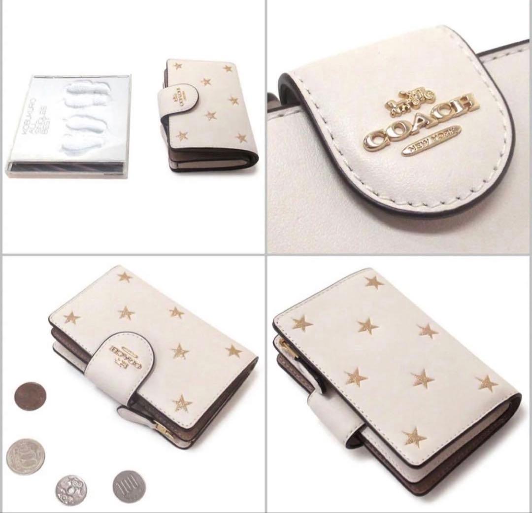 COACHコーチリファインドカーフレザーGOLDスター二つ折り財布