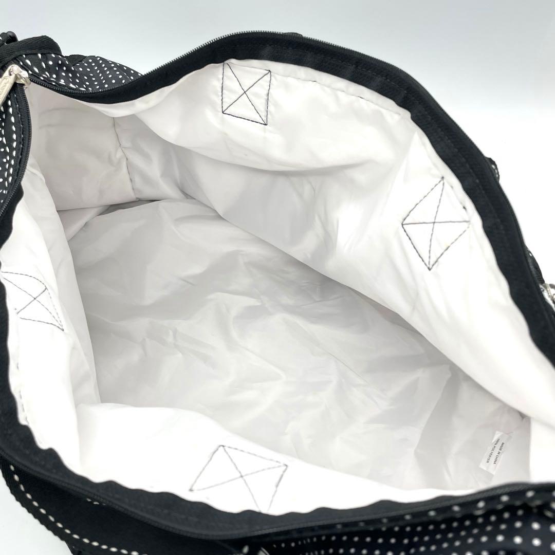 LeSportsac レスポ ボストンバッグ 黒 白 ポルカドット 水玉 美品