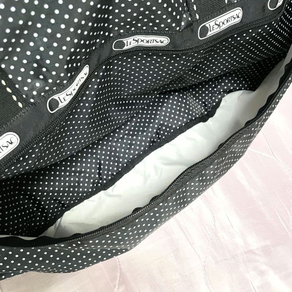 LeSportsac レスポ ボストンバッグ 黒 白 ポルカドット 水玉 美品