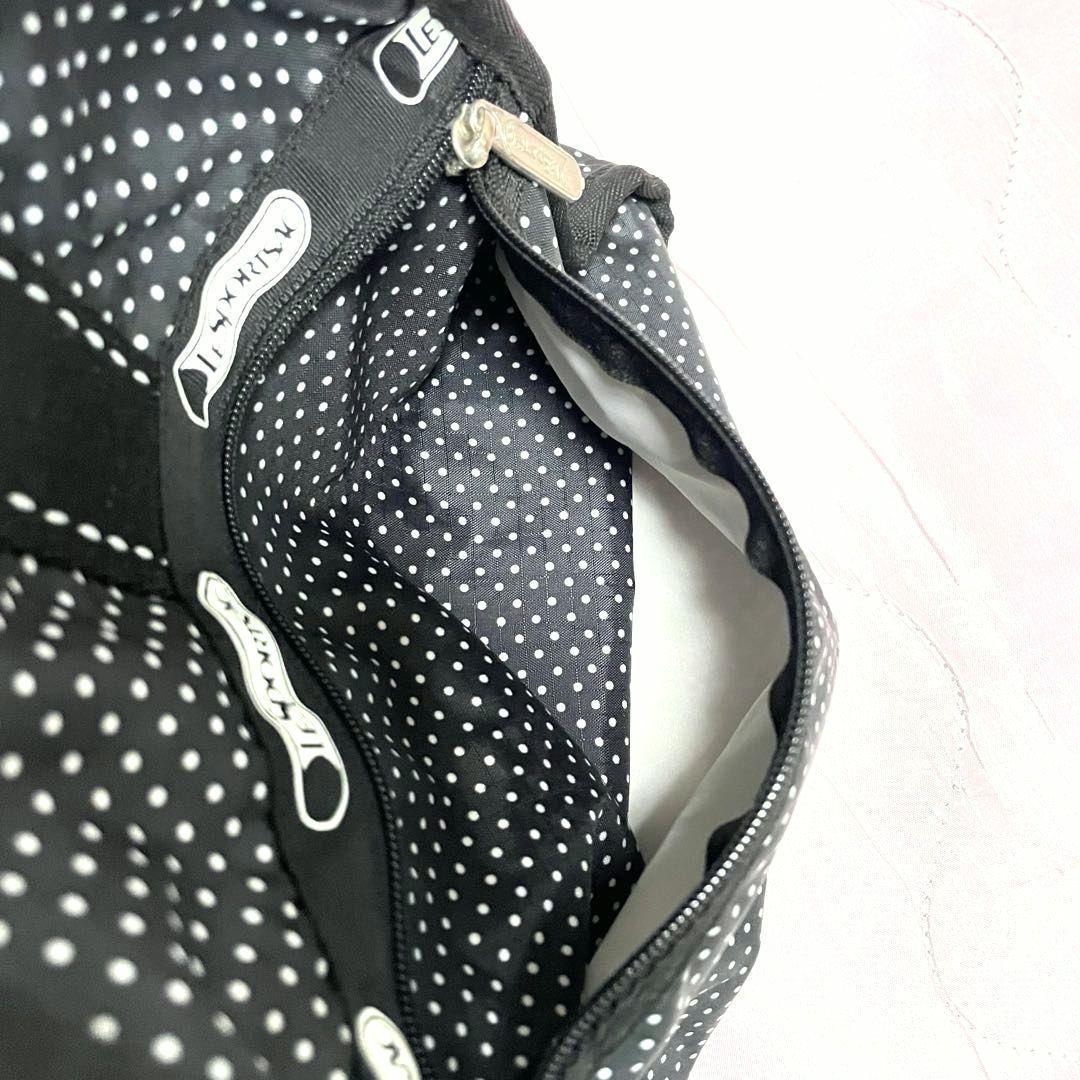 LeSportsac レスポ ボストンバッグ 黒 白 ポルカドット 水玉 美品