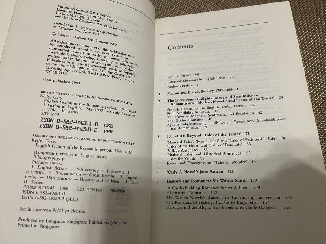 洋書 English Fiction of the Romantic Period