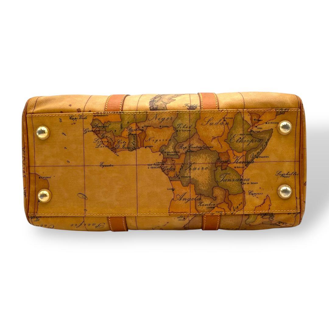 【大人気】プリマクラッセ　ボストンバッグ　地図柄　レザー　中型　美品　旅行　希少