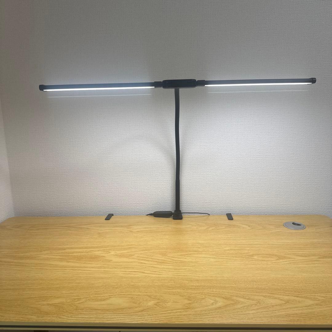 木目調パソコンデスク LEDライト付き
