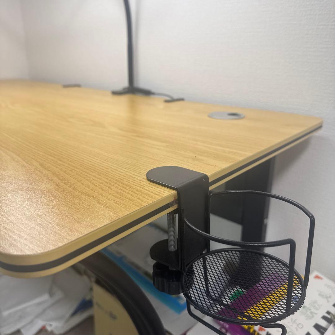 木目調パソコンデスク LEDライト付き