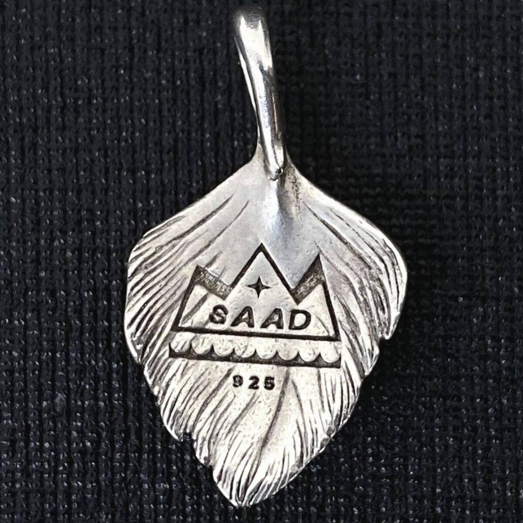 SAAD シルバー 925 金縄 ターコイズ ハート フェザー ペンダント