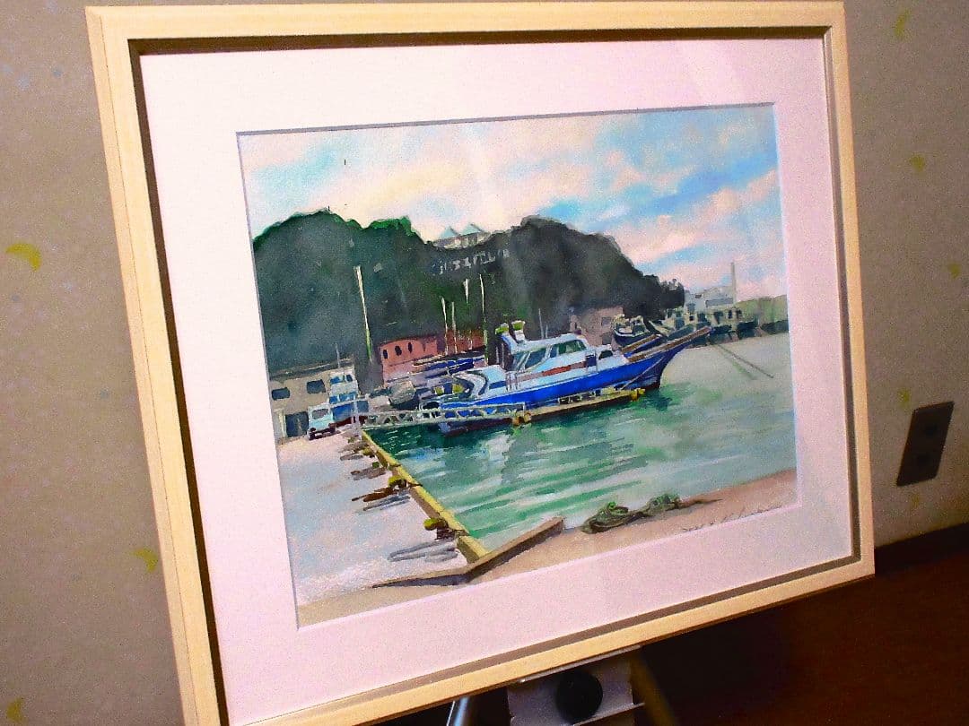 久里浜港(水彩画額装済)