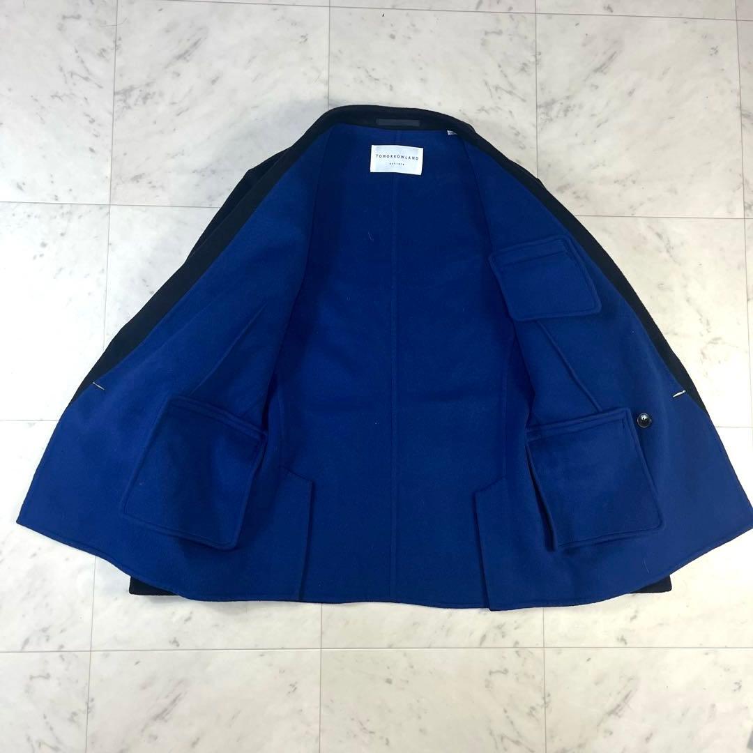 トゥモローランド　ウールダブルジャケット　定価4.9万　黒　44 裏地が青