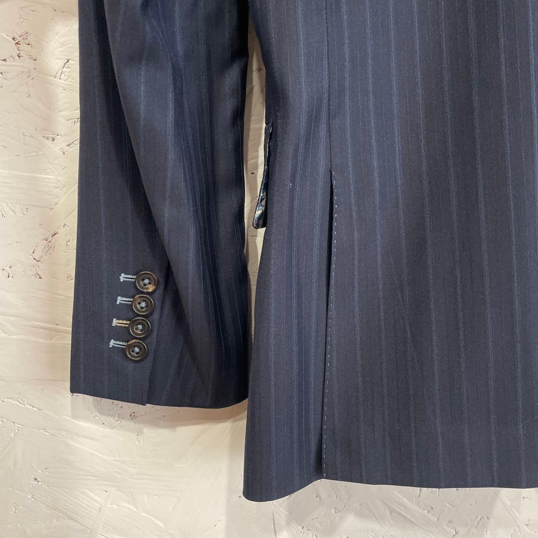 日本製【Paul Smith】ストライプ柄テーラードジャケット　ネイビー　M