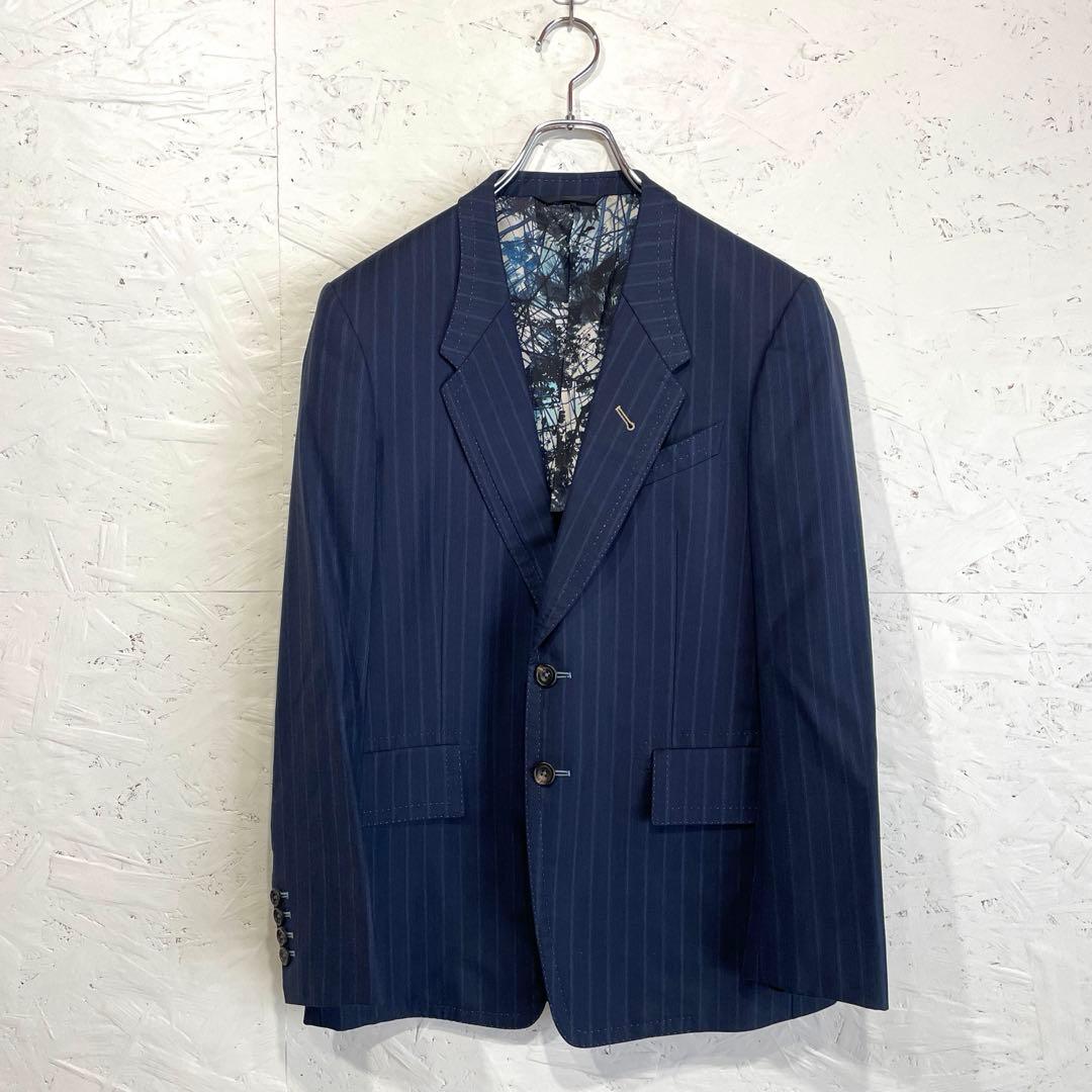 日本製【Paul Smith】ストライプ柄テーラードジャケット　ネイビー　M