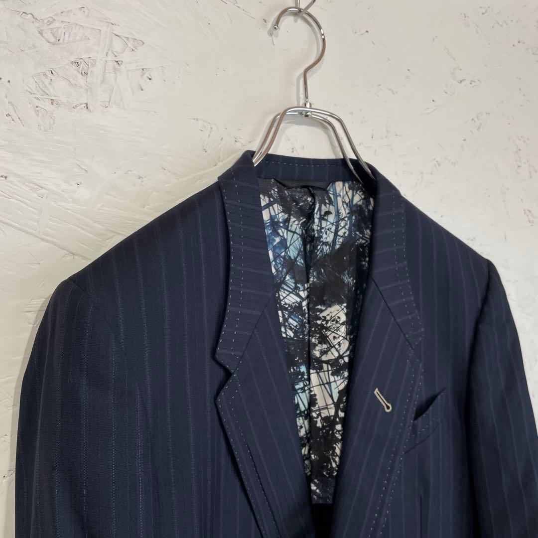 日本製【Paul Smith】ストライプ柄テーラードジャケット　ネイビー　M