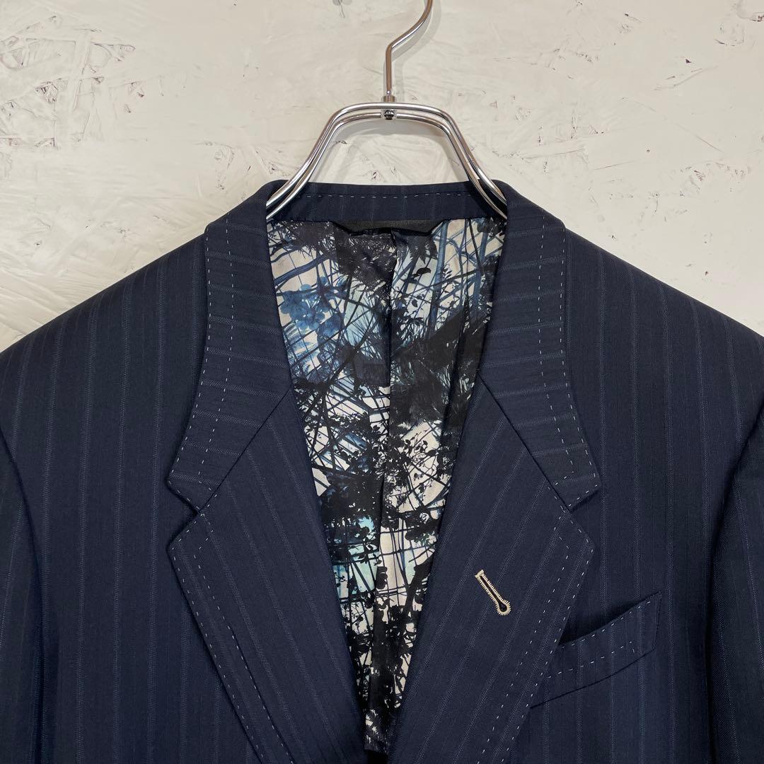 日本製【Paul Smith】ストライプ柄テーラードジャケット　ネイビー　M