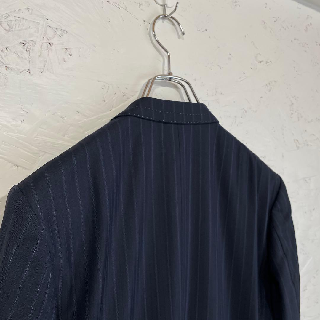 日本製【Paul Smith】ストライプ柄テーラードジャケット　ネイビー　M