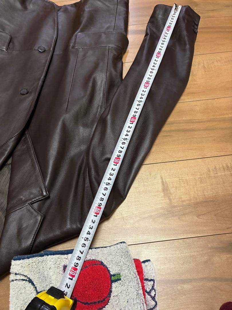 レザー テーラードジャケット ダークブラウン　羊革
