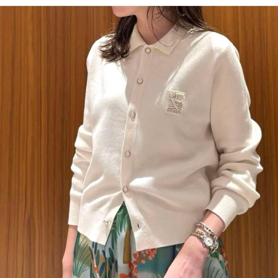 CABaN キャバン ホワイトパール刺繍カーディガン