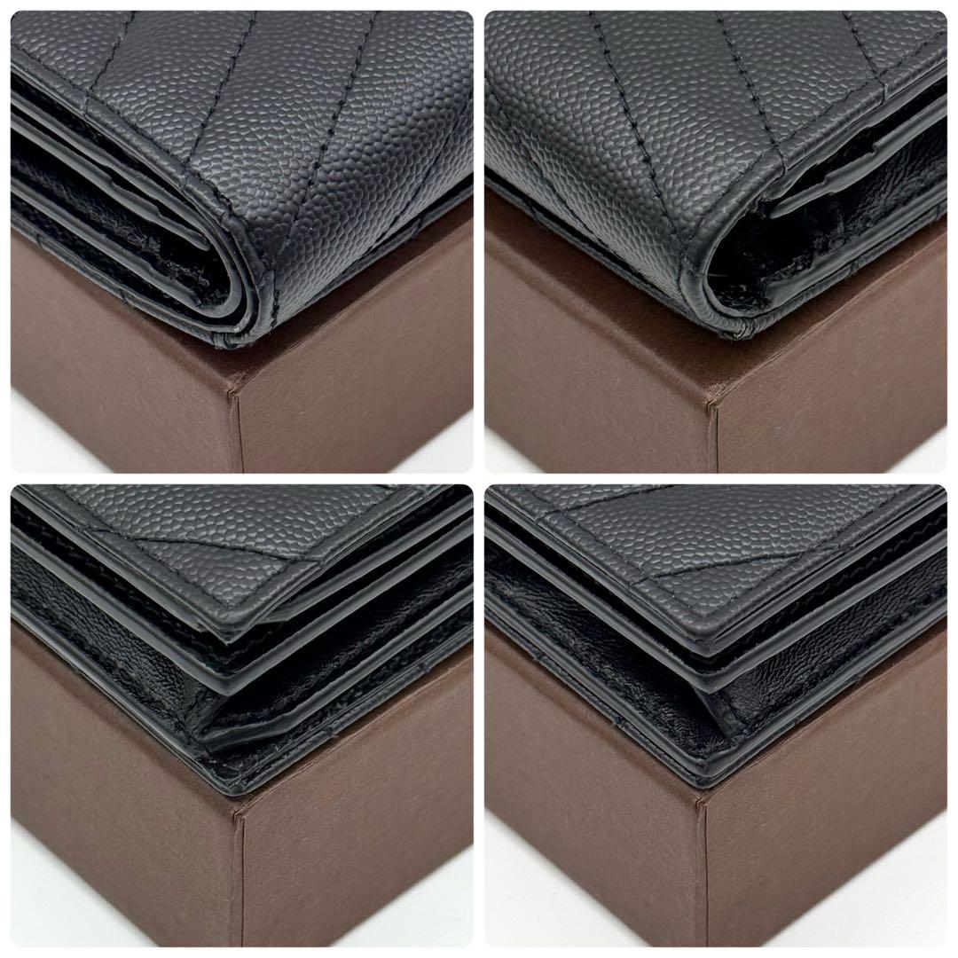 新品に近い✨サンローラン コンパクト キャビアスキン カサンドラ 財布 Q43
