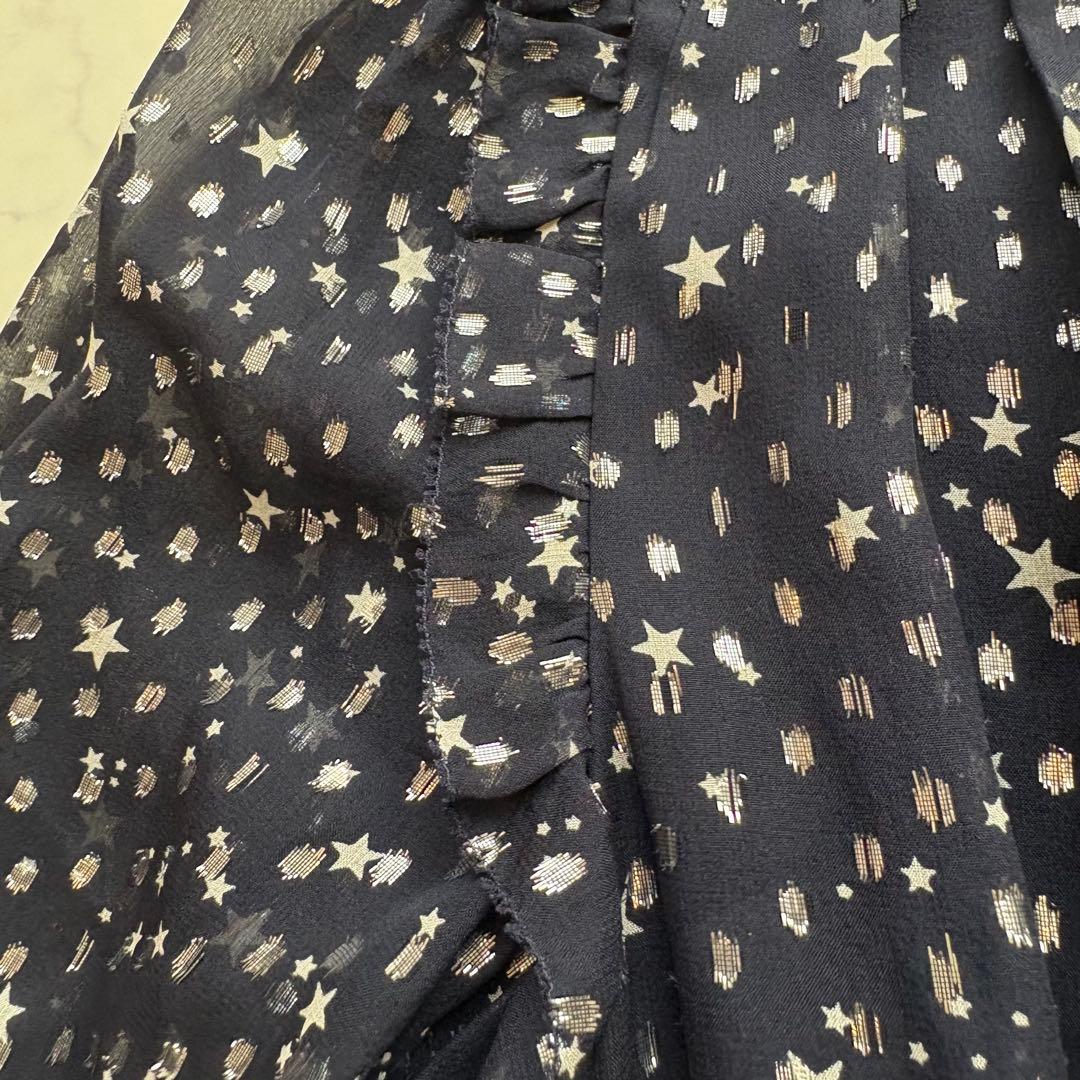 極美品 ケイトスペード 星柄ワンピース シルク93% カシュクール