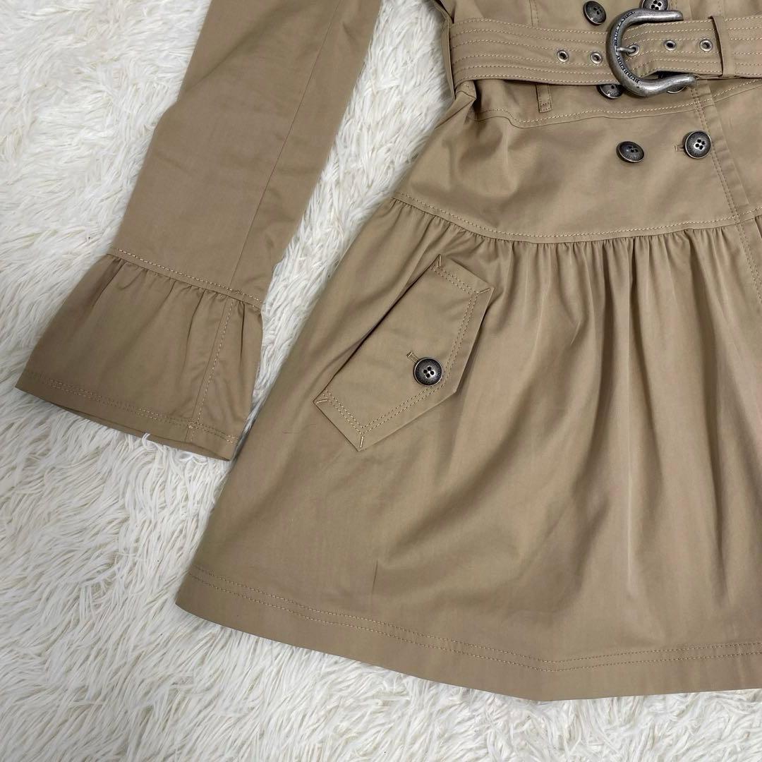 美品 バーバリー ベルト付きトレンチコート フレア裾 ノバチェック裏地 ベージュ
