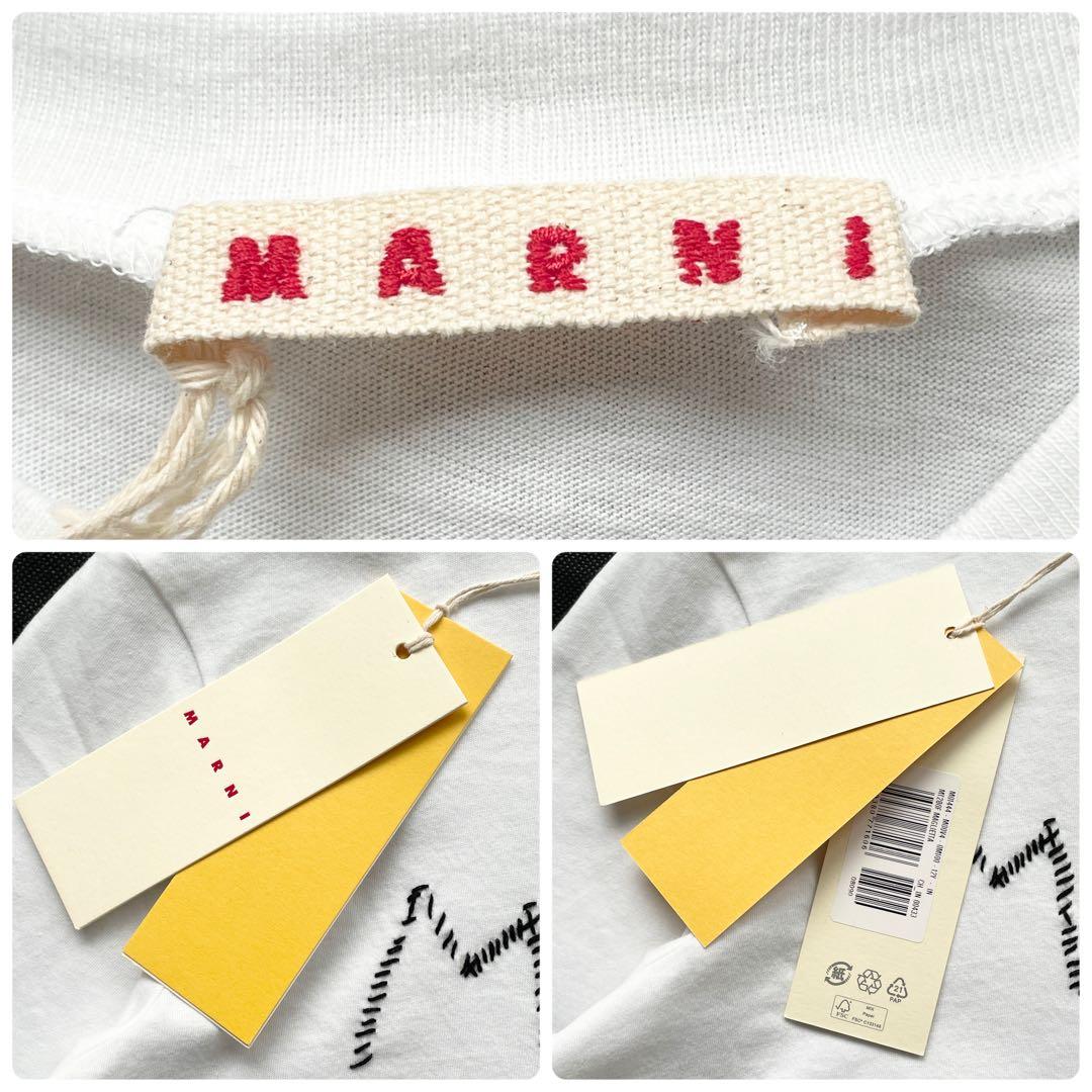 未使用品 タグ付 MARUNI ロゴ刺繍 Tシャツ クルーネック トップス 白
