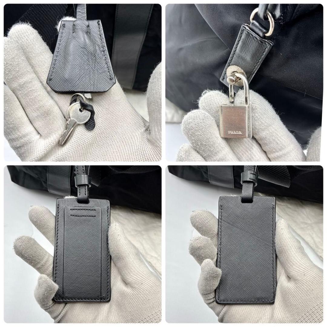 レモン　プラダ ボストンバック ナイロン 三角ロゴ 白タグ 鍵