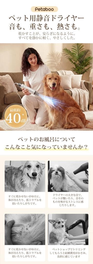 ペット ドライヤー 犬 猫 ペット用 低騒音 速乾 大風量 マイナスイオン