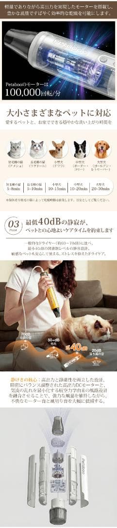 ペット ドライヤー 犬 猫 ペット用 低騒音 速乾 大風量 マイナスイオン