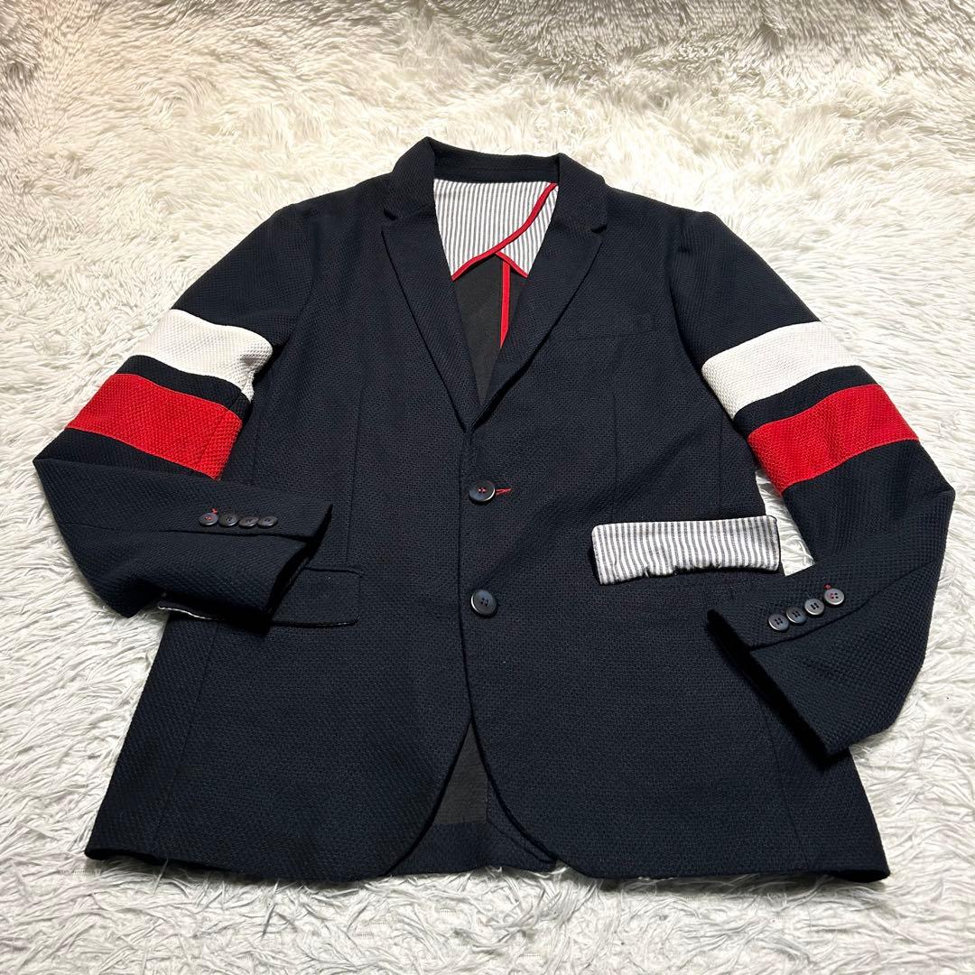 美品】ZARA 袖ストライプ カジュアル テーラードジャケット パーティー