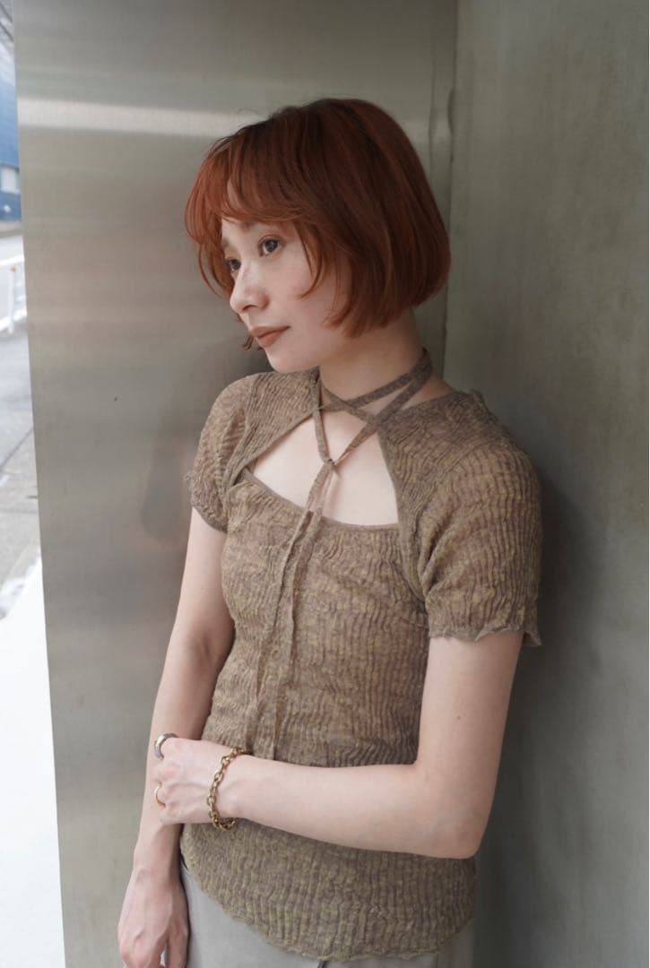 todayful 2way Sheer Knittops オリーブ