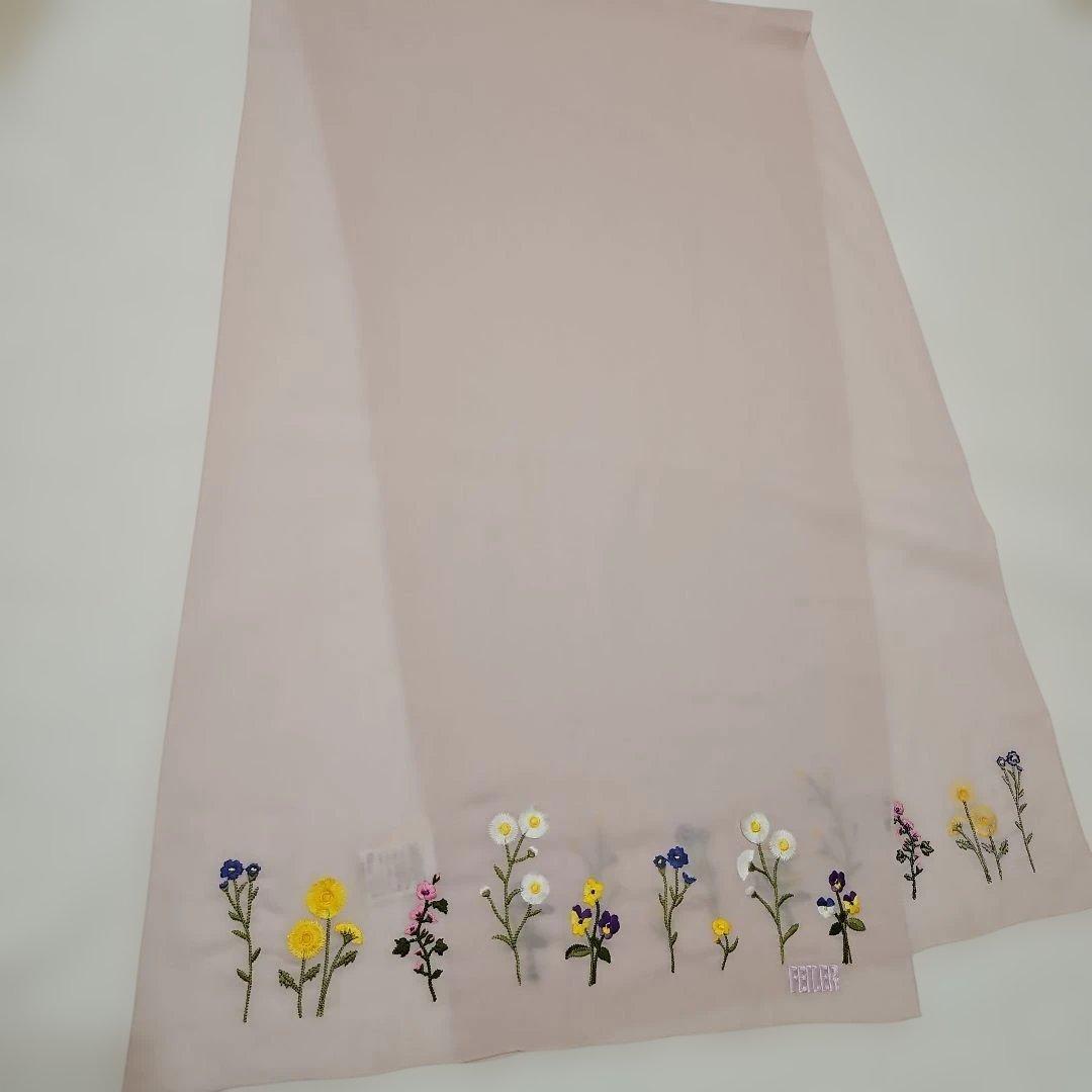 ◾フェイラー　刺繍ストール　未使用　ラベンダーピンク